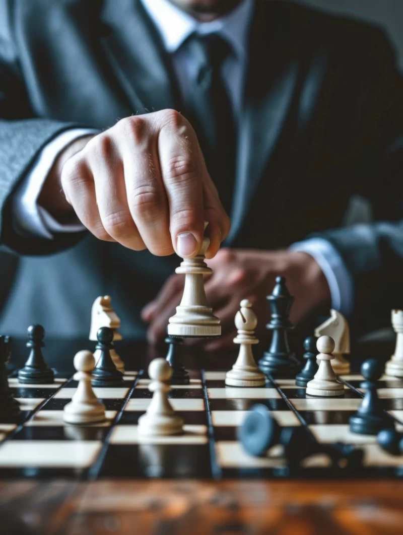 Person playing chess game