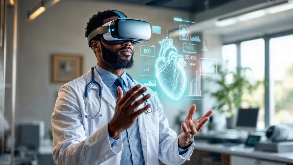 Men watching heart functionality digitally