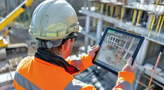 Men Scaning BIM Building