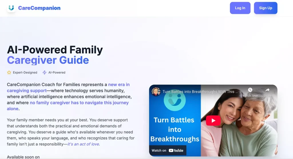 homepage of CareCompanion, one of the top web app projects homepage of CareCompanion, one of the top web apps for 2026