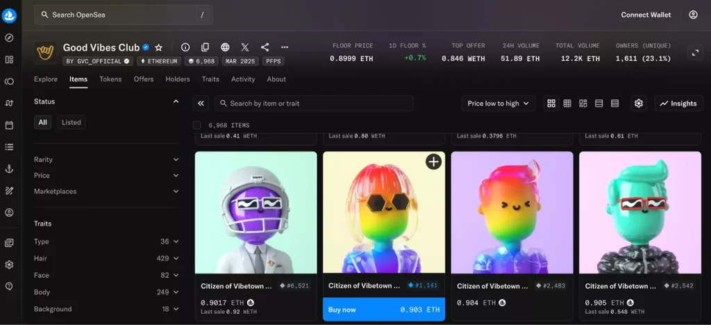 homepage of OpenSea, an NFT marketplace homepage of the OpenSea marketplace