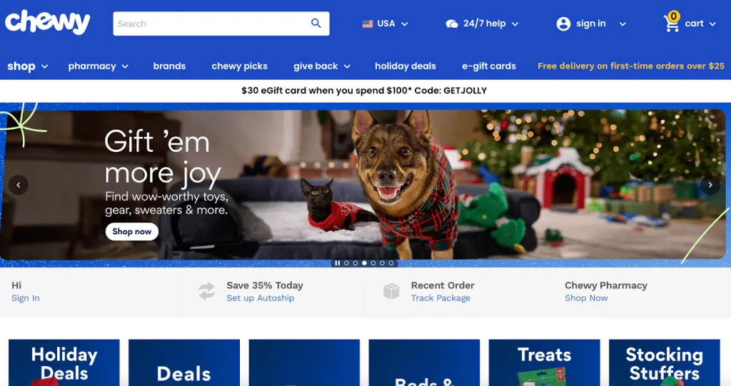 Chewy home page