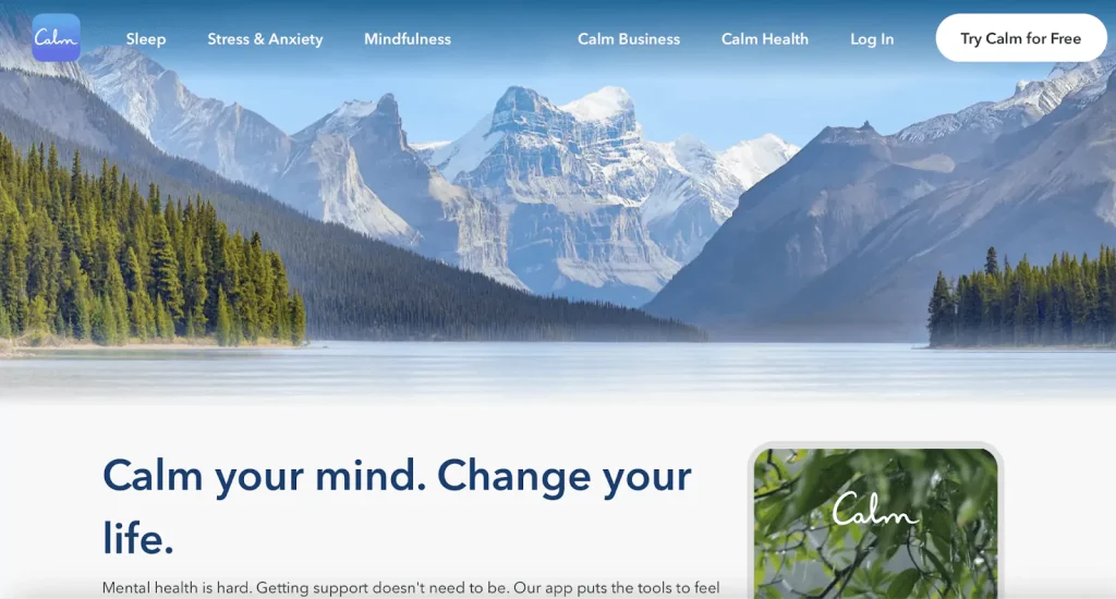 Calm home page