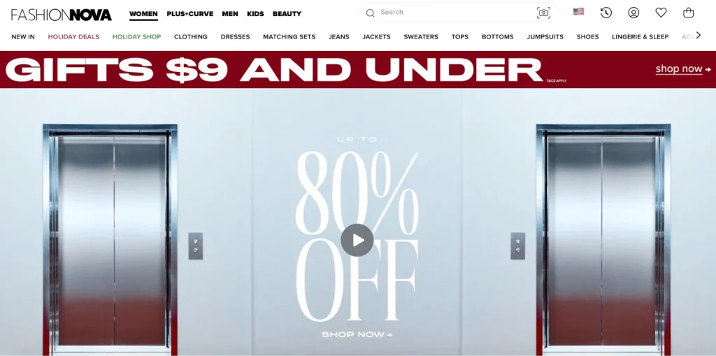 Fashion Nova home page