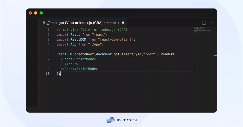 Vue vs React: Hello World code 