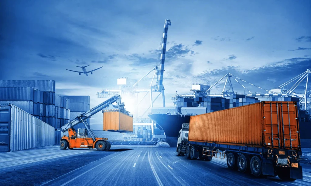 Container transport at a seaport terminal