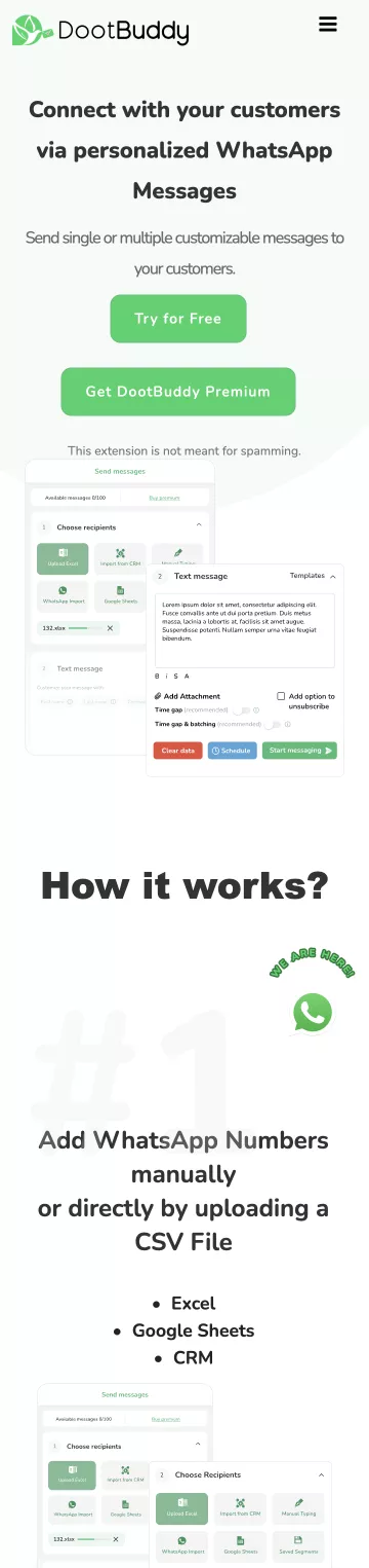 DootBuddy WhatsApp bulk messaging extension overview