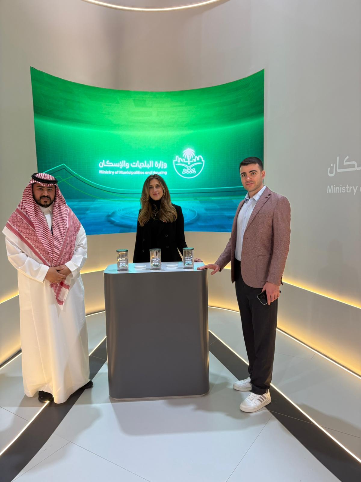 Ugur Injaz with Adrianna Jankowska - Espeo Software's Business Development Executive, and Yazeed Abusabir - Senior Manager at the National Housing Company, following a strategic meeting at the Ministry of Municipalities and Housing in Riyadh.