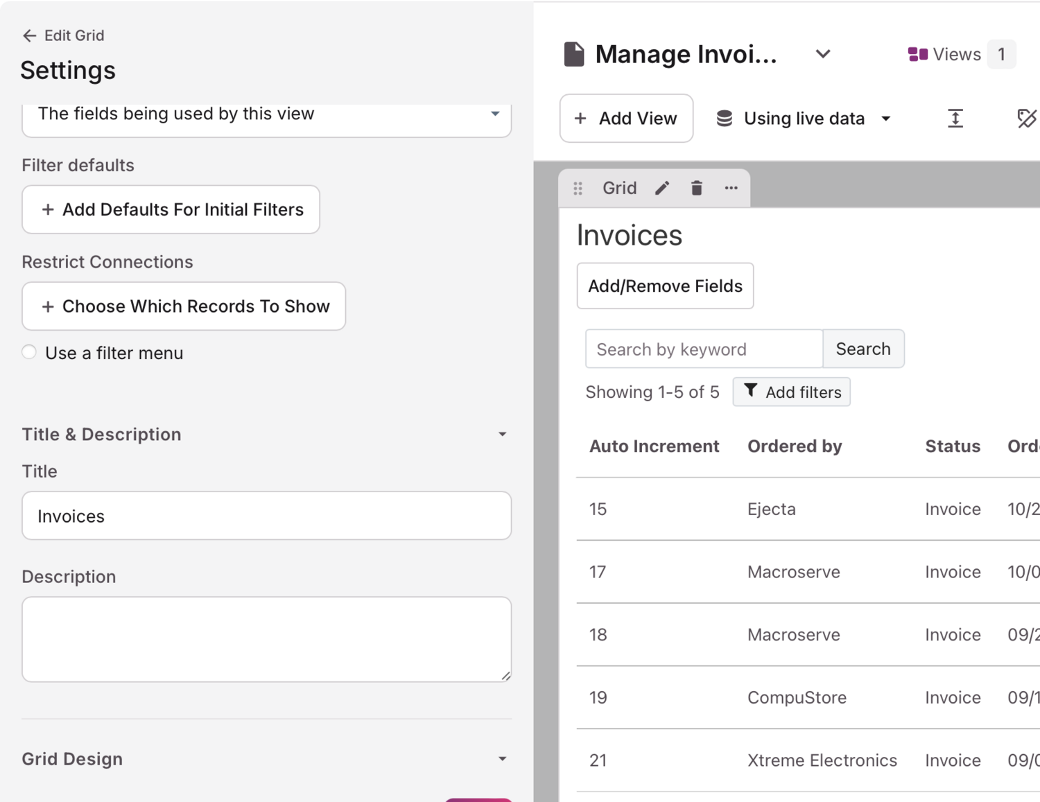 Image of the Title and Description input highlighted in the Settings toolbox