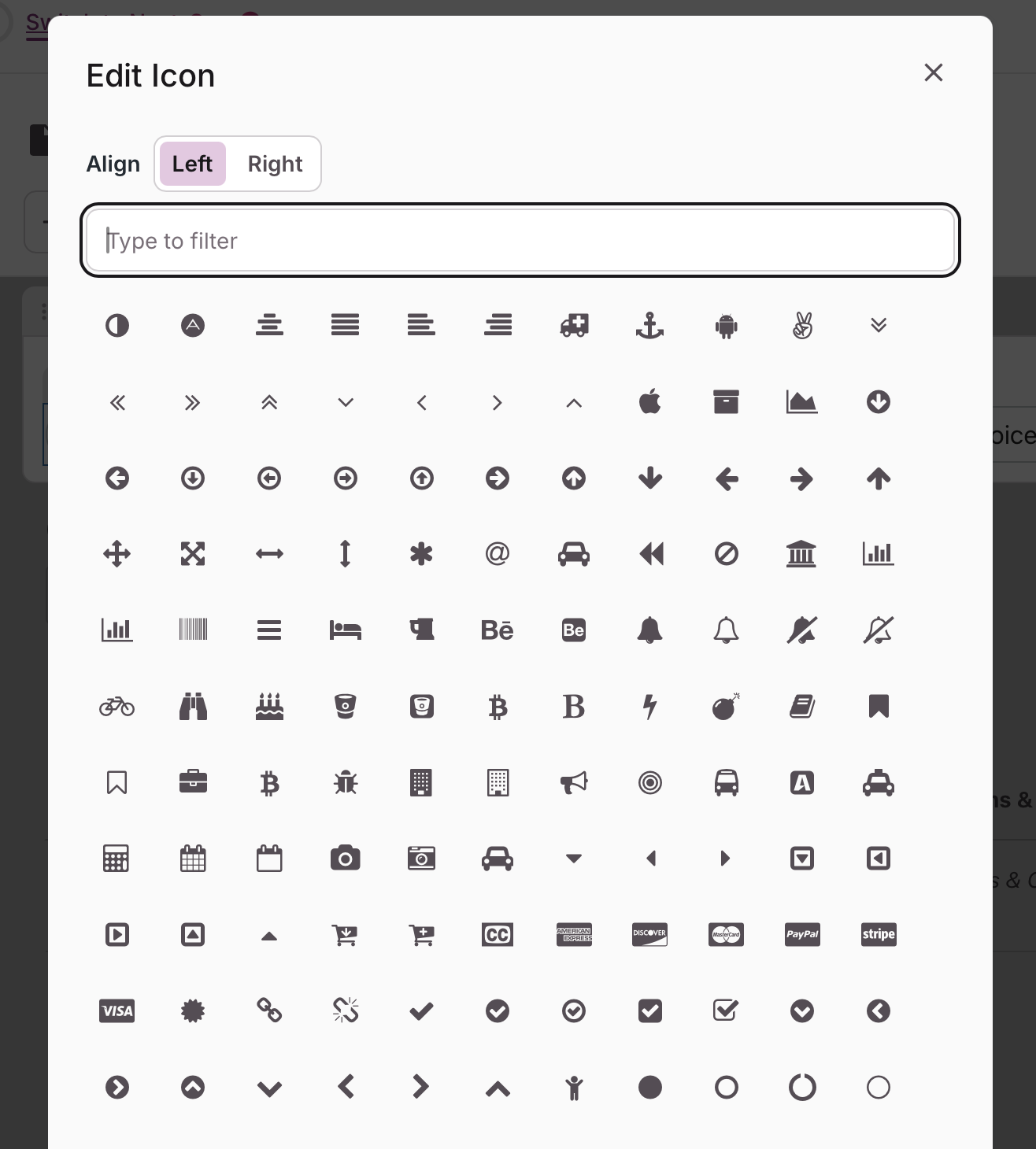 Image of the icon modal-pop from the Knack Builder