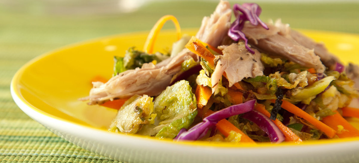 Brussel Sprouts Duck Confit Salad Recipe Maple Leaf Farms