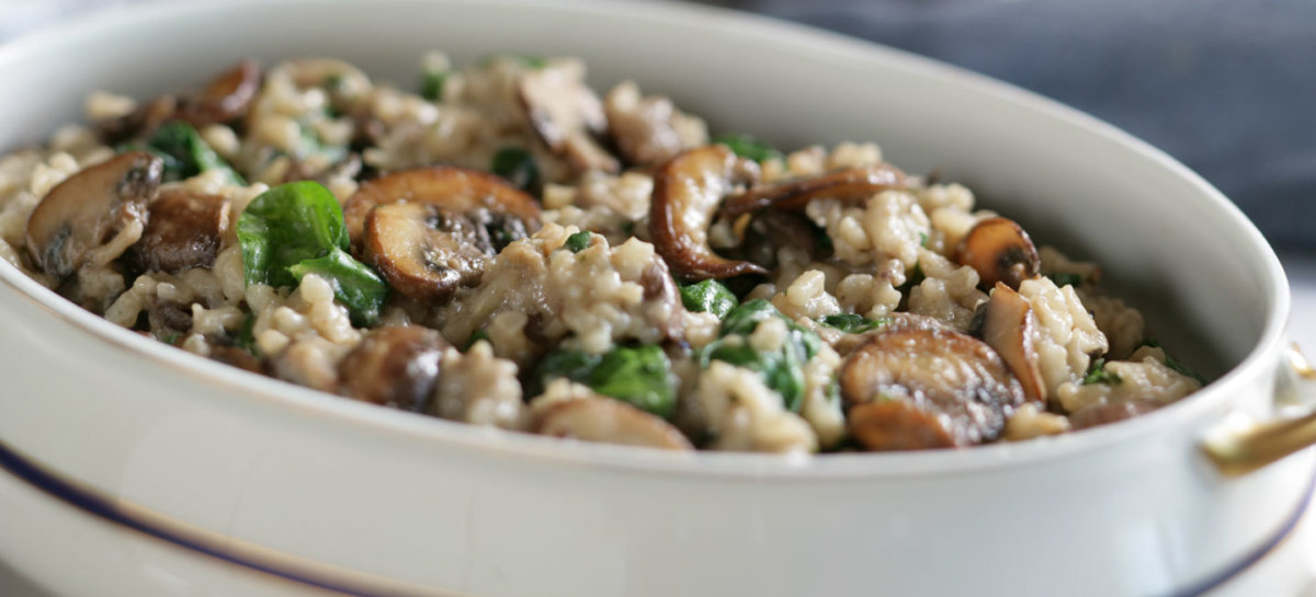 Risotto with Exotic Mushrooms and Spinach Maple Leaf Farms