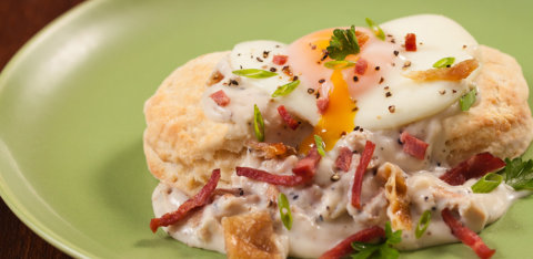 Buttermilk biscuits and duck gravy