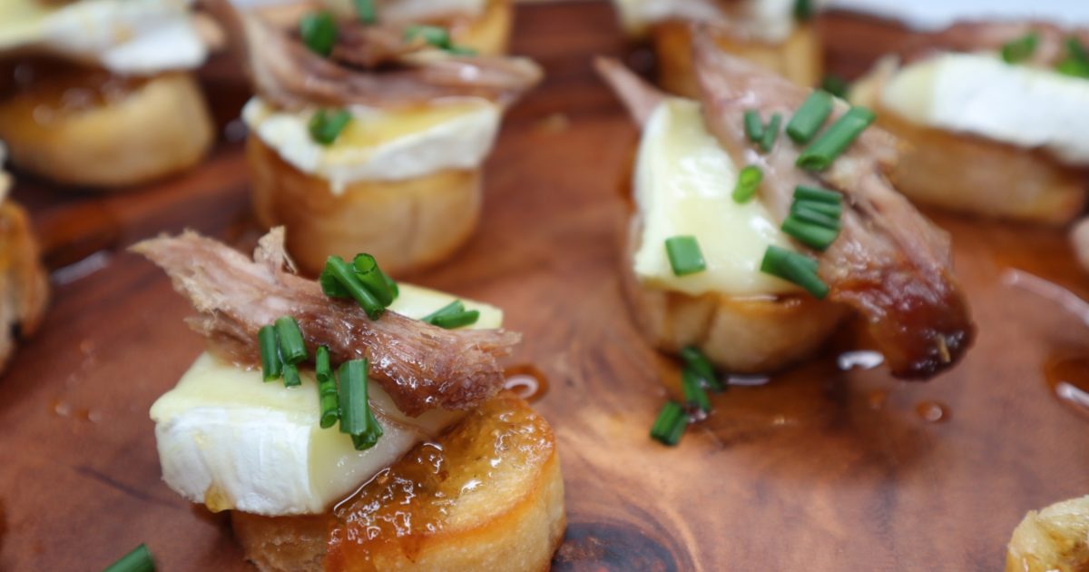 Roast Half Duck Crostini Maple Leaf Farms