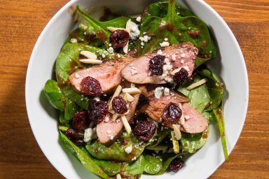 Cherry glazed duck breast salad