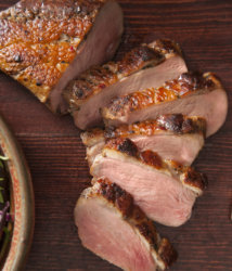 Roasted Garlic - Boneless Gourmet Flavored Duck Breast, Skin On plated