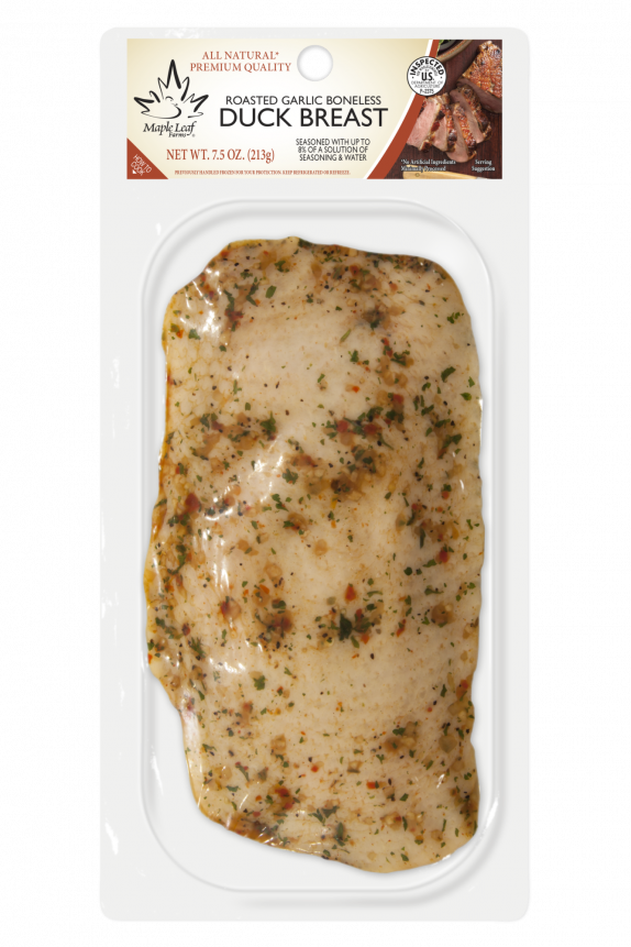 Retail roasted garlic duck breast