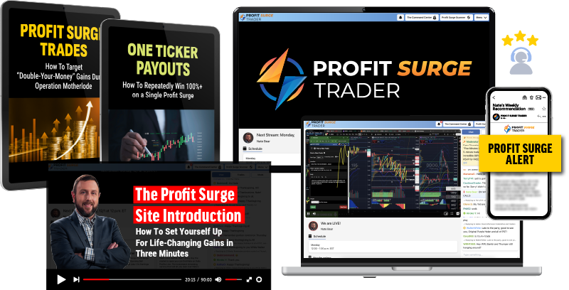 Bundle of all the reports and bonuses you will receive with a subscription to Profit Surge Trader