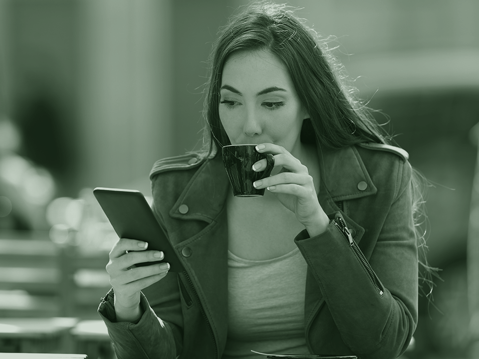 Lady drinking coffee