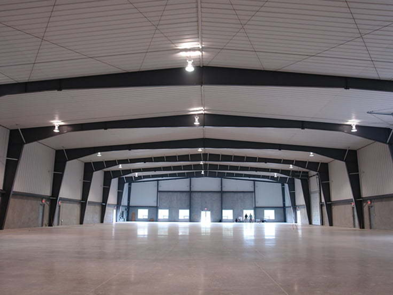 Wide-open space indoor athletic facility.