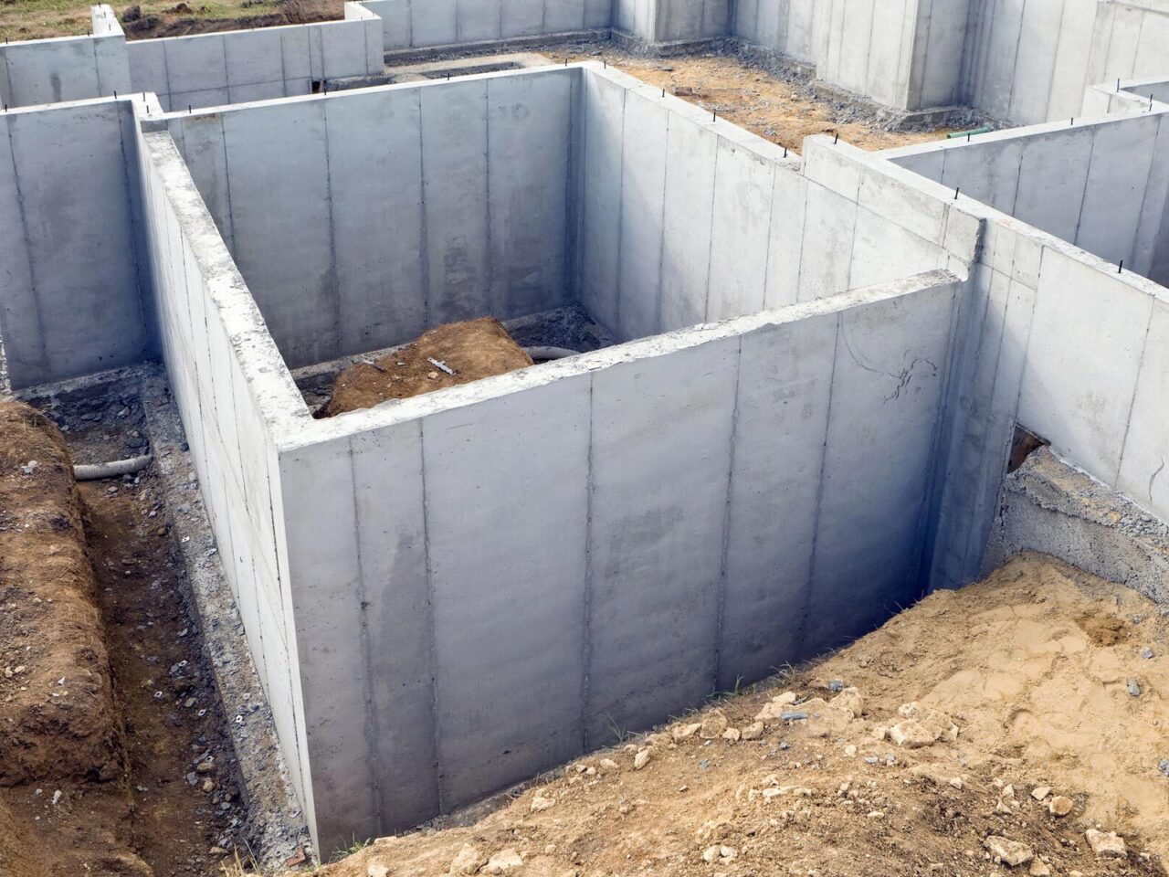 Overhead image of poured cast-in-place walls.