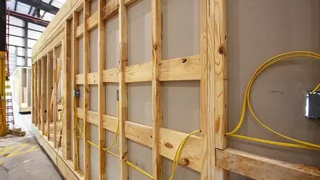 In wall wood blocking installed for commercial fixtures by Seufert carpentry crew.