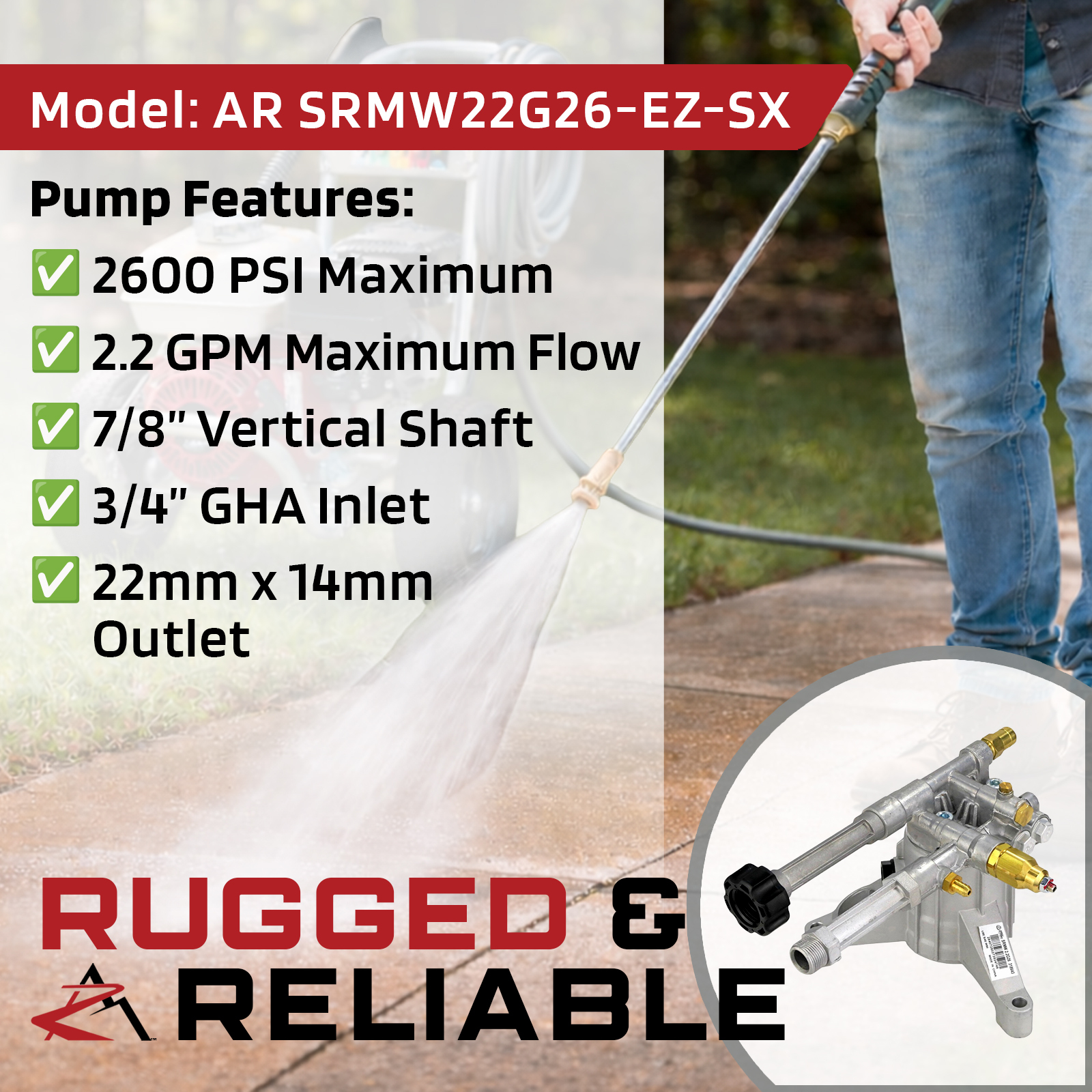 OEM Annovi Reverberi 2600 PSI Vertical Pressure Washer Pump