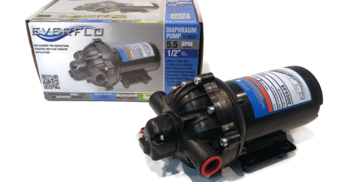 Genuine OEM Everflo 5.5 GPM, 12 Volt, Diaphragm Pump with 1/2" NPT