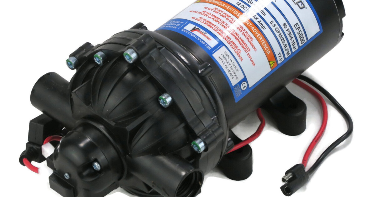 2 Pack) Everflo 5.5 GPM, 12 Volt, Diaphragm Pump EF5500-BC