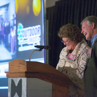 The ROP Shop / Outdoor Concepts owners being surprised with the Wells County Chamber of Commerce Business of the Year award for 2019.