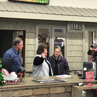 The ROP Shop / Outdoor Concepts owners being surprised with the Wells County Chamber of Commerce Business of the Year award for 2019.