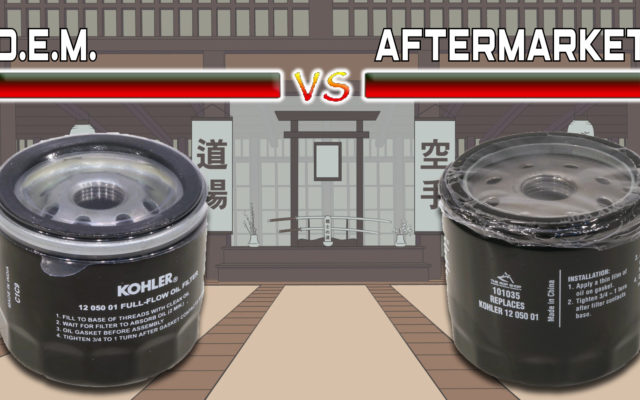 Two oil filters. One OEM and the other aftermarket.