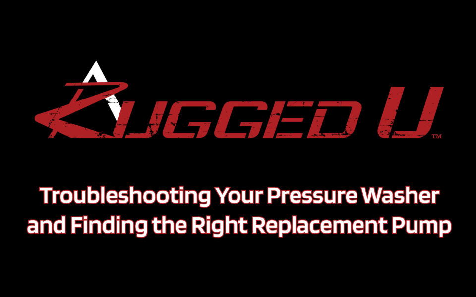 In this Rugged U video we look at troubleshooting pressure problems with your pressure washer. We also provide you with a link below to help you select the right replacement pump if you are unable to fix the problems you are having. Then to cap it off, be sure to watch our other Rugged U video that guides you through the installation process of removing, prepping and installing a new pump. See the links below for more helpful information.