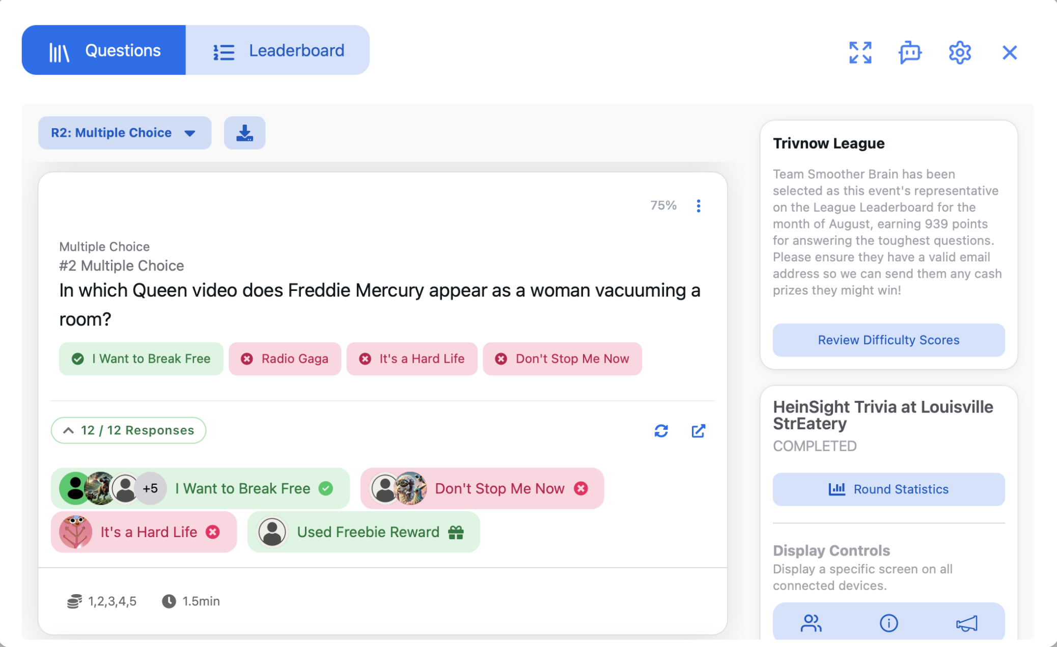 Trivnow host dashboard