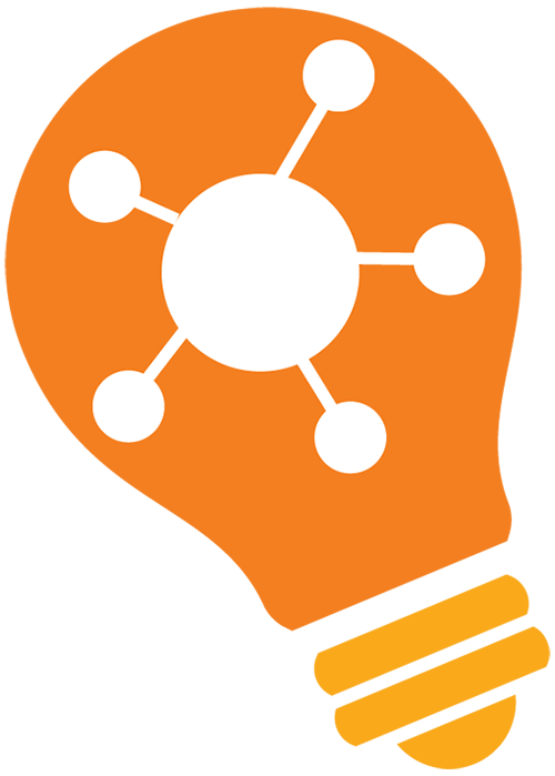 Illustrated, orange lightbulb Illustrated, orange lightbulb