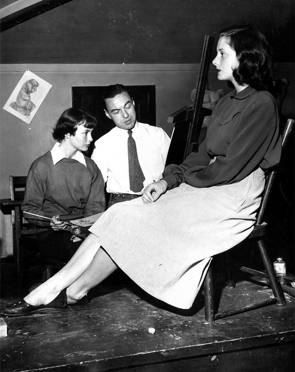 Vintage photograph of a woman being observed Vintage photograph of a woman