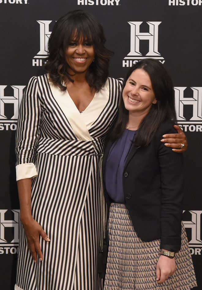 Amanda Sidman ’08 with Former First Lady Michelle Obama at a recent HISTORY channel event in New York City. Amanda Sidman ’08 with Former First Lady Michelle Obama