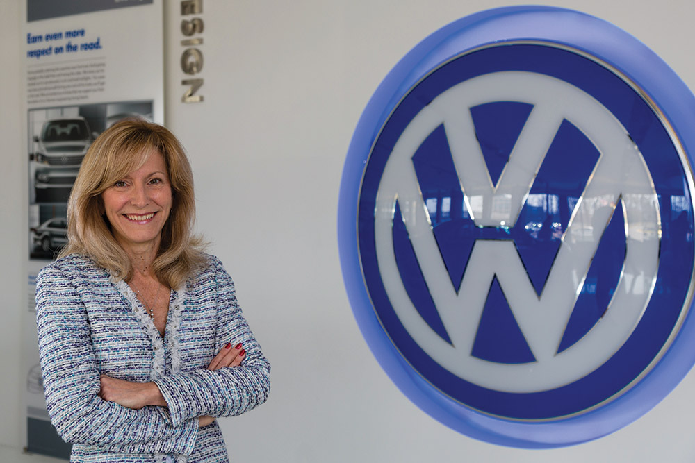 Anna Dresen Schneider Anna Dresen Schneider ’82 keeps Volkswagen’s wheels turning.