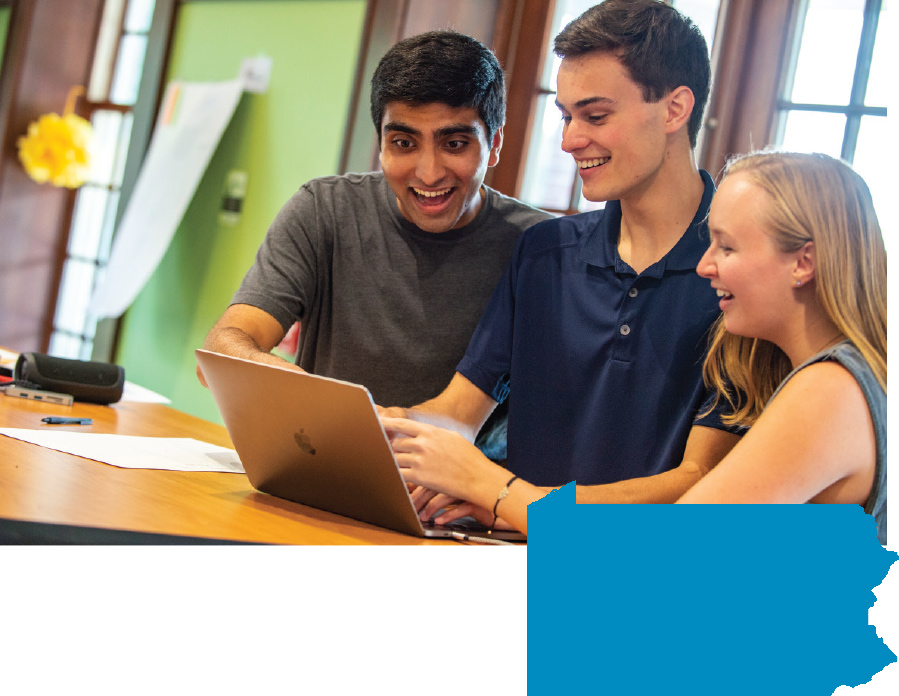 Kartikeya Sharma ’21, Ryan Bailis ’21, and Julia Knox ’21 From left: Juniors Kartikeya Sharma, Ryan Bailis and Julia Knox take design thinking on the road.