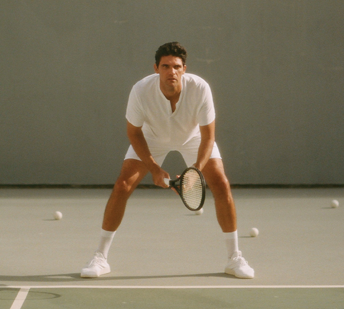 Mark Philippoussis wears JACQUES tennis whites Mark Philippoussis wears JACQUES tennis whites on the court