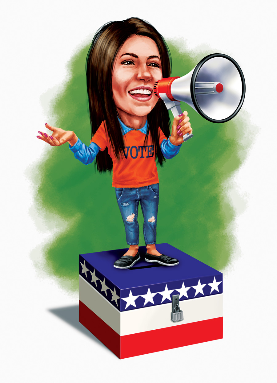 Illustration of student Illustration of student with microphone