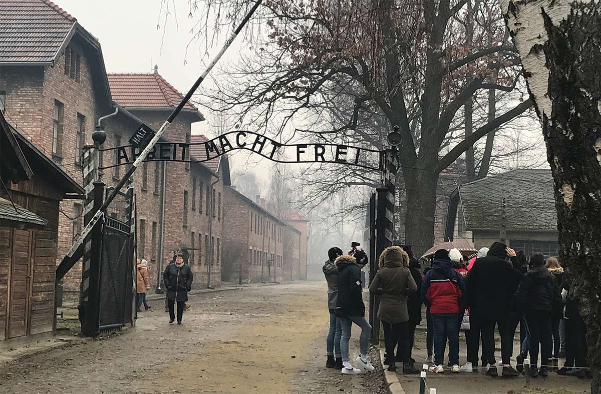 The entranceway The entranceway to Auschwitz.