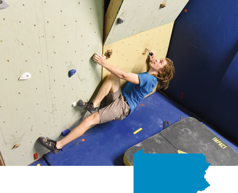Michael Duncan ’23 Michael Duncan using his DIY rockwall