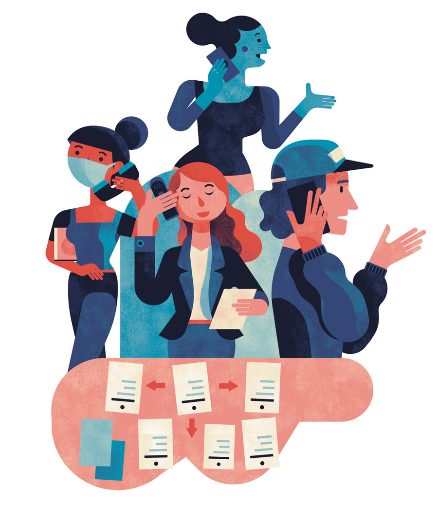 People talking on the phone illustration