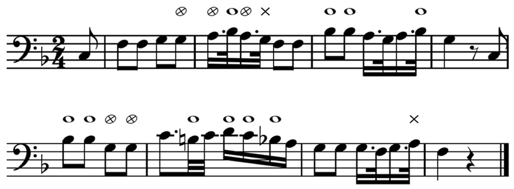 Mozart's The Magic Flute Two line of musical notes from Mozart's The Magic Flute
