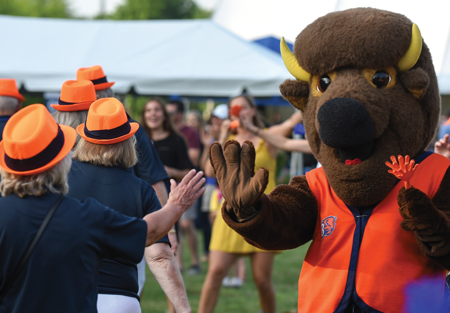 High Fives Mascot Giving Out High Fives at The Reunion Weekend Event