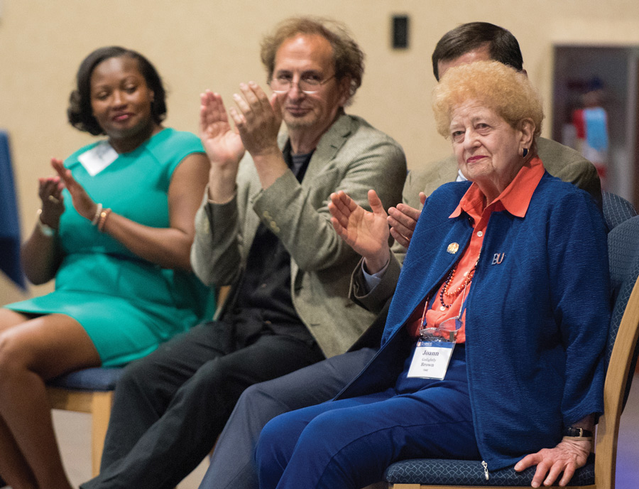 Jaynemarie Enyonam Angbah, Peter Balakian, and Joann Golightly Brown sitting