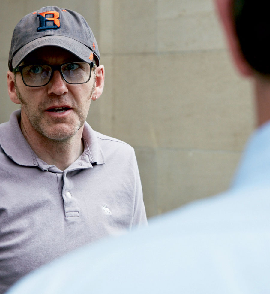 Man with a Bucknell hat Man with a Bucknell hat talking