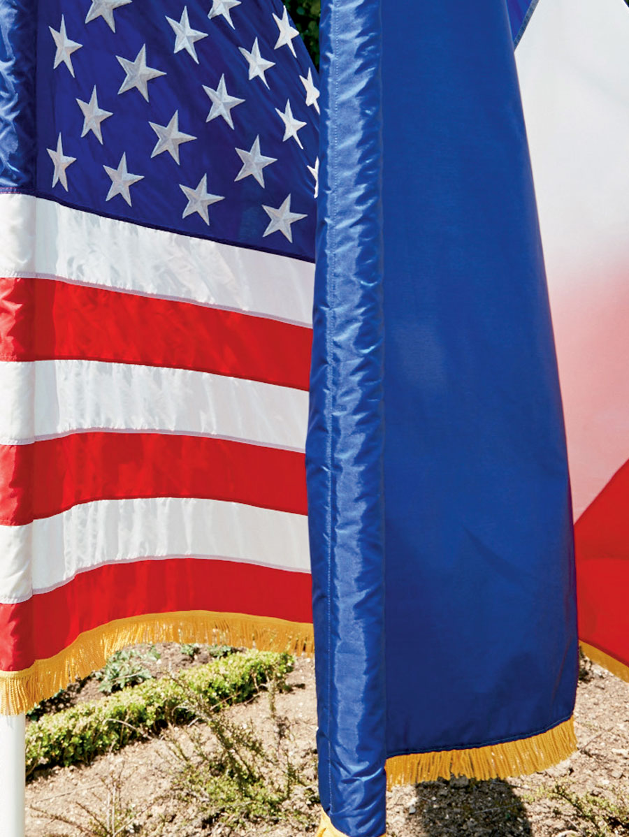 Flags French and American flags