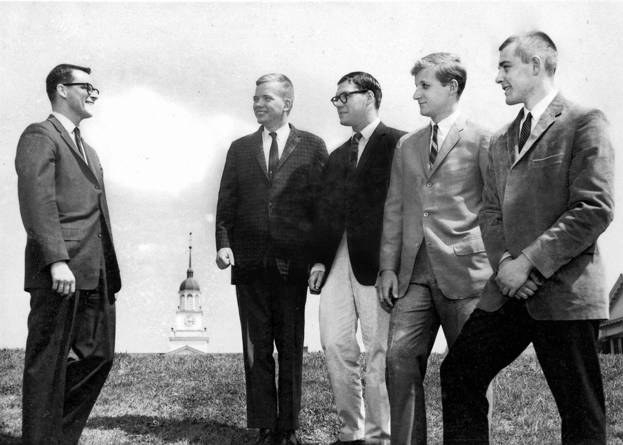 Professor Douglas Candland coaching Robert Pringle ’65, Carl Minnier ’63, Richard Bochinski ’64 and John Polk ’65